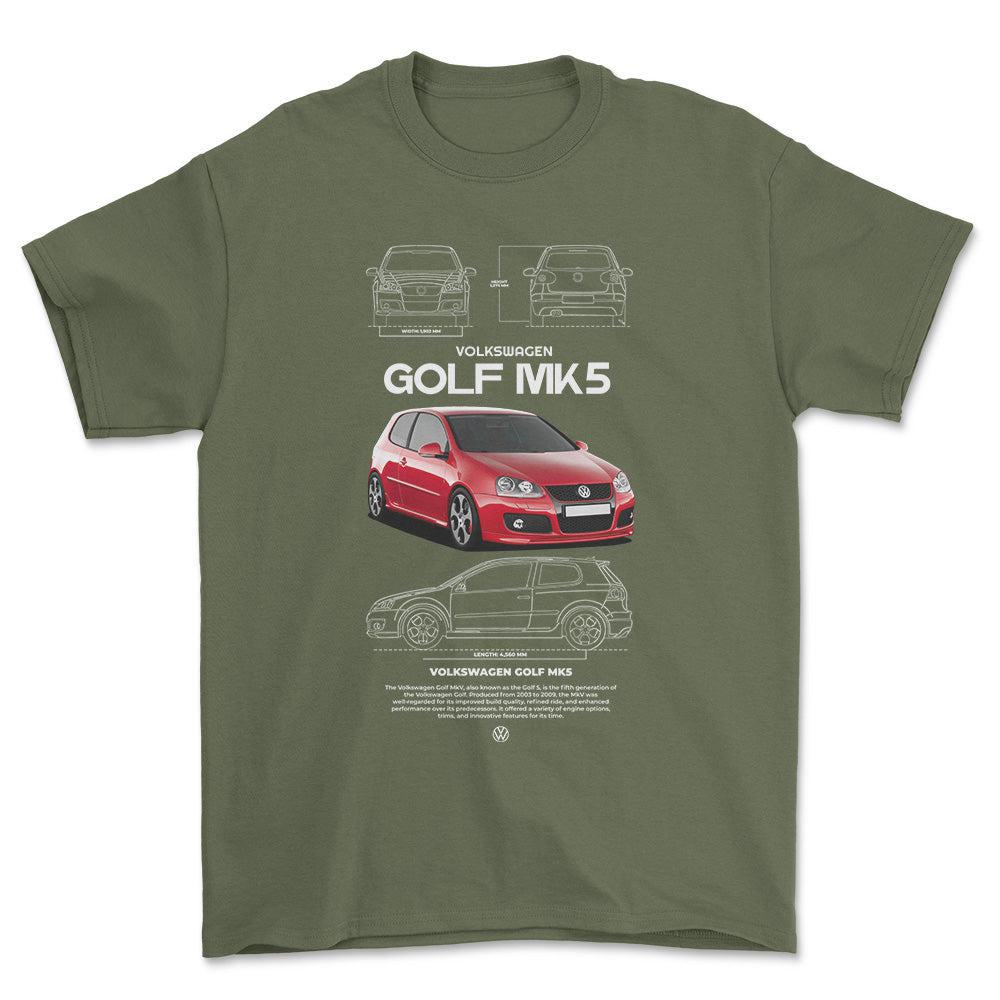 Volkswagen VW Golf MK5 - Unisex T-Shirt-Beklædning-VW-Grøn Militær-S-Forside-Garage Culture Shop- garage - man cave - merchandise