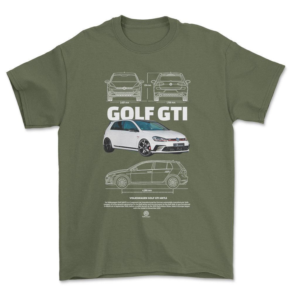 Volkswagen VW Golf MK7 GTI - Unisex T-Shirt-Beklædning-VW-Grøn Militær-S-Forside-Garage Culture Shop- garage - man cave - merchandise