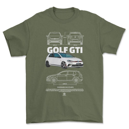 Volkswagen VW Golf MK7 GTI - Unisex T-Shirt-Beklædning-VW-Grøn Militær-S-Forside-Garage Culture Shop- garage - man cave - merchandise