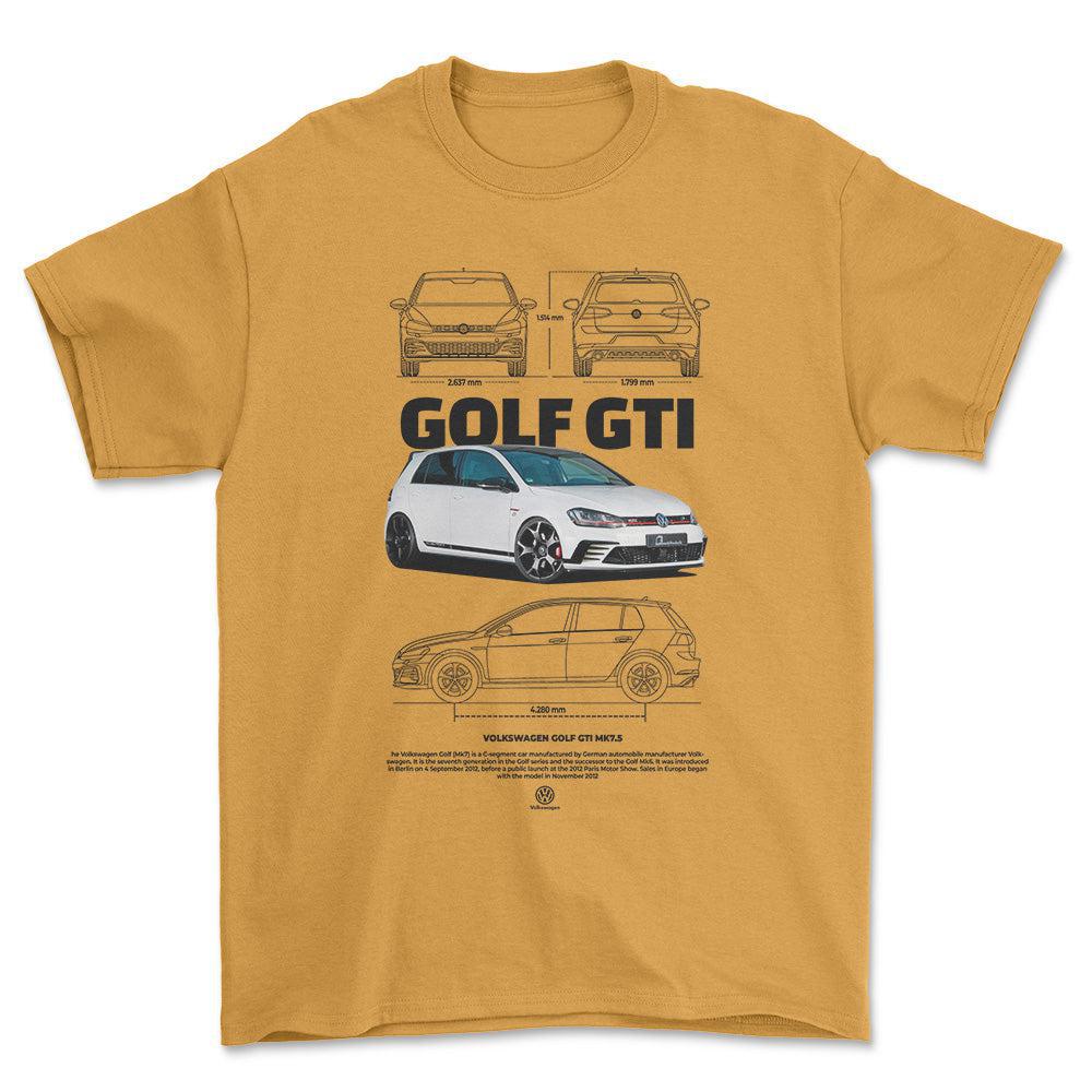 Volkswagen VW Golf MK7 GTI - Unisex T-Shirt-Beklædning-VW-Guld-S-Forside-Garage Culture Shop- garage - man cave - merchandise