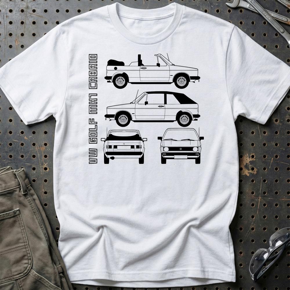 Volkswagen VW Golf Mk1 Cabrio T-Shirt-Beklædning-VW-Hvid-S-Garage Culture Shop- garage - man cave - merchandise