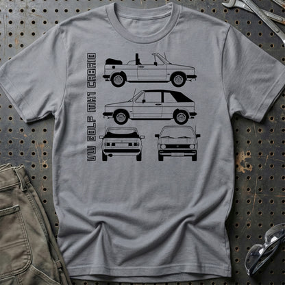 Volkswagen VW Golf Mk1 Cabrio Unisex T-Shirt , Bomuld-Beklædning-VW-Grå Sport-S-Garage Culture Shop- garage - man cave - merchandise