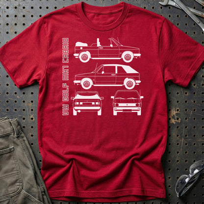 Volkswagen VW Golf Mk1 Cabrio Unisex T-Shirt , Bomuld-Beklædning-VW-Rød-S-Garage Culture Shop- garage - man cave - merchandise