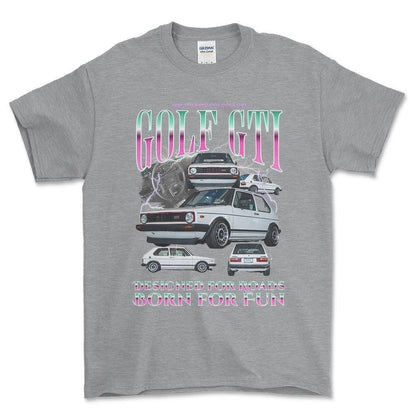 Volkswagen VW Golf Mk1 GTI - Bootleg Style Unisex T-Shirt , Bomuld-Beklædning-VW-Grå Sport-S-Forside-Garage Culture Shop- garage - man cave - merchandise