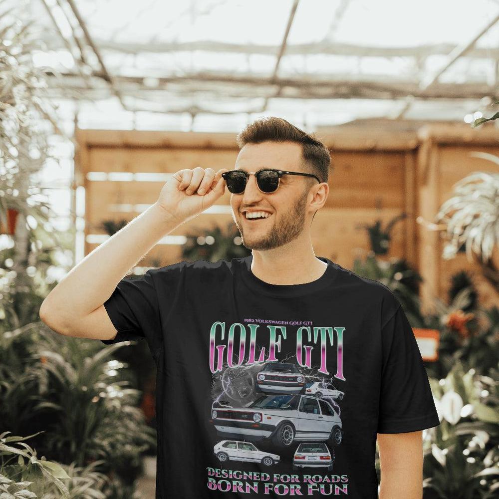 Volkswagen VW Golf Mk1 GTI - Bootleg Style Unisex T-Shirt , Bomuld-Beklædning-VW-Garage Culture Shop- garage - man cave - merchandise