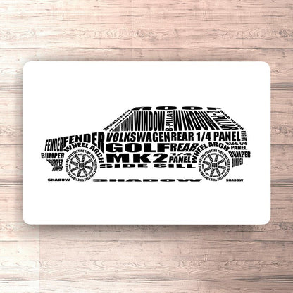 Volkswagen VW Golf Mk2 Skilte, Musemåtte, Dørmåtte , Plakat-Skilte-VW-Garage Culture Shop- garage - man cave - merchandise