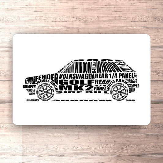 Volkswagen VW Golf Mk2 Skilte, Musemåtte, Dørmåtte , Plakat-Skilte-VW-Garage Culture Shop- garage - man cave - merchandise