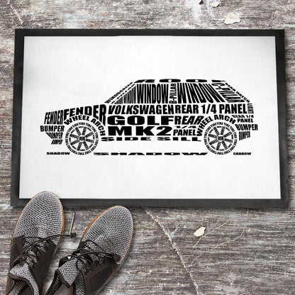Volkswagen VW Golf Mk2 Skilte, Musemåtte, Dørmåtte-Skilte-VW-Garage Culture Shop- garage - man cave - merchandise