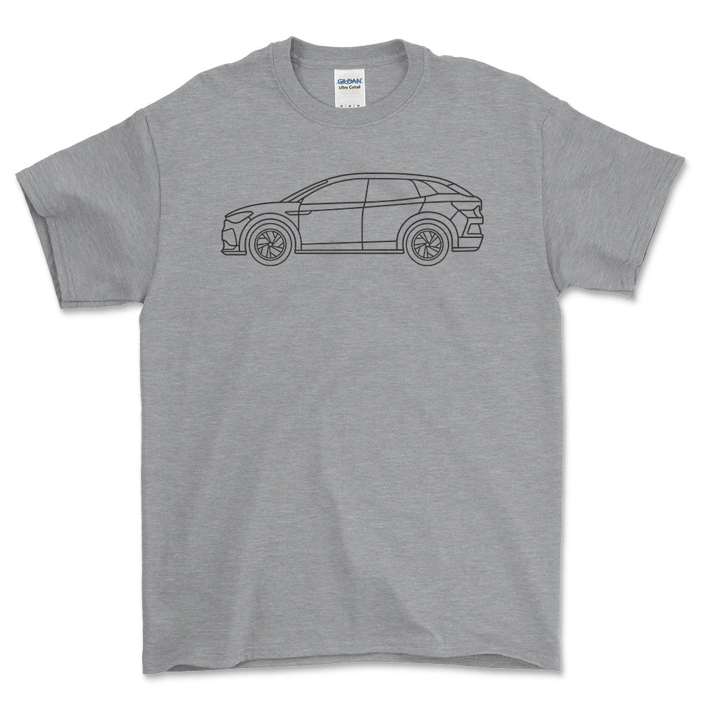 Volkswagen VW ID4 GTX Outline - Unisex T-Shirt , Bomuld-Beklædning-VW-Grå Sport-S-Forside-Garage Culture Shop- garage - man cave - merchandise