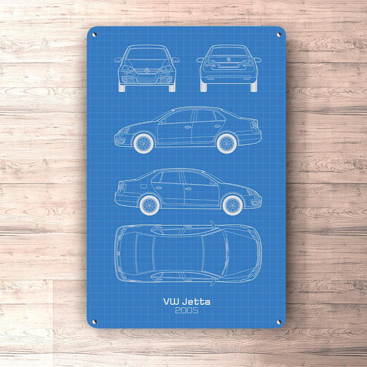 Volkswagen VW Jetta 2005 Blueprint Skilte, Musemåtte, Dørmåtte-Blueprint-VW-Garage Culture Shop- garage - man cave - merchandise