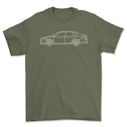 Volkswagen VW Jetta GLI Outline - Unisex T-Shirt , Bomuld-Beklædning-VW-Grøn Militær-S-Forside-Garage Culture Shop- garage - man cave - merchandise
