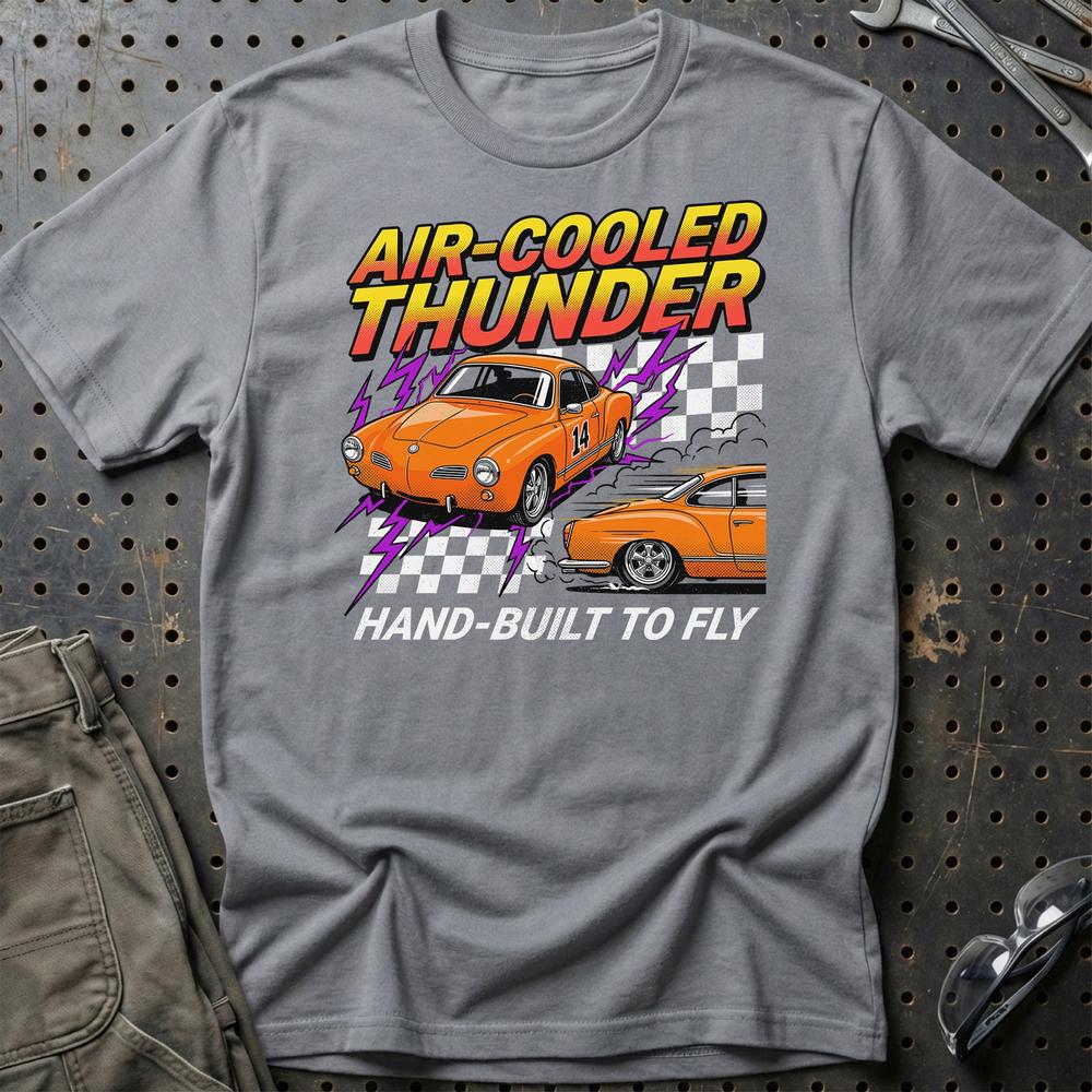 Volkswagen VW Karmann Ghia Air-Cooled Thunder Klassiker T-Shirt-Beklædning-VW-Grå Sport-S-Garage Culture Shop- garage - man cave - merchandise