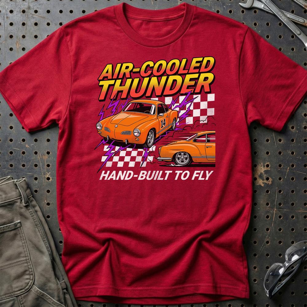 Volkswagen VW Karmann Ghia Air-Cooled Thunder Klassiker T-Shirt-Beklædning-VW-Rød-S-Garage Culture Shop- garage - man cave - merchandise