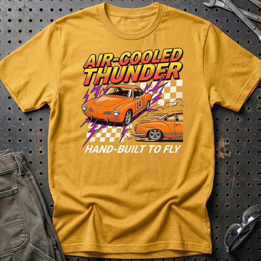 Volkswagen VW Karmann Ghia Air-Cooled Thunder Klassiker T-Shirt-Beklædning-VW-Guld-S-Garage Culture Shop- garage - man cave - merchandise