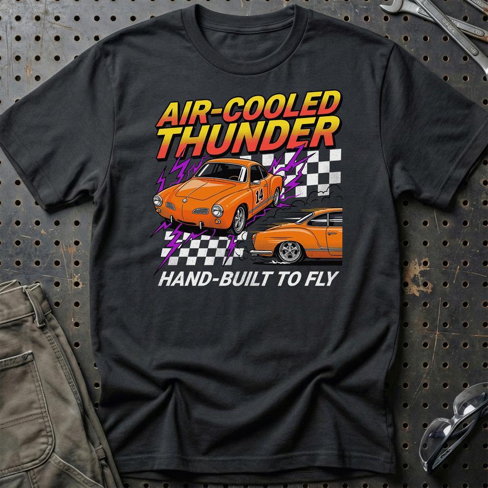 Volkswagen VW Karmann Ghia Air-Cooled Thunder Klassiker T-Shirt-Beklædning-VW-Sort-S-Garage Culture Shop- garage - man cave - merchandise