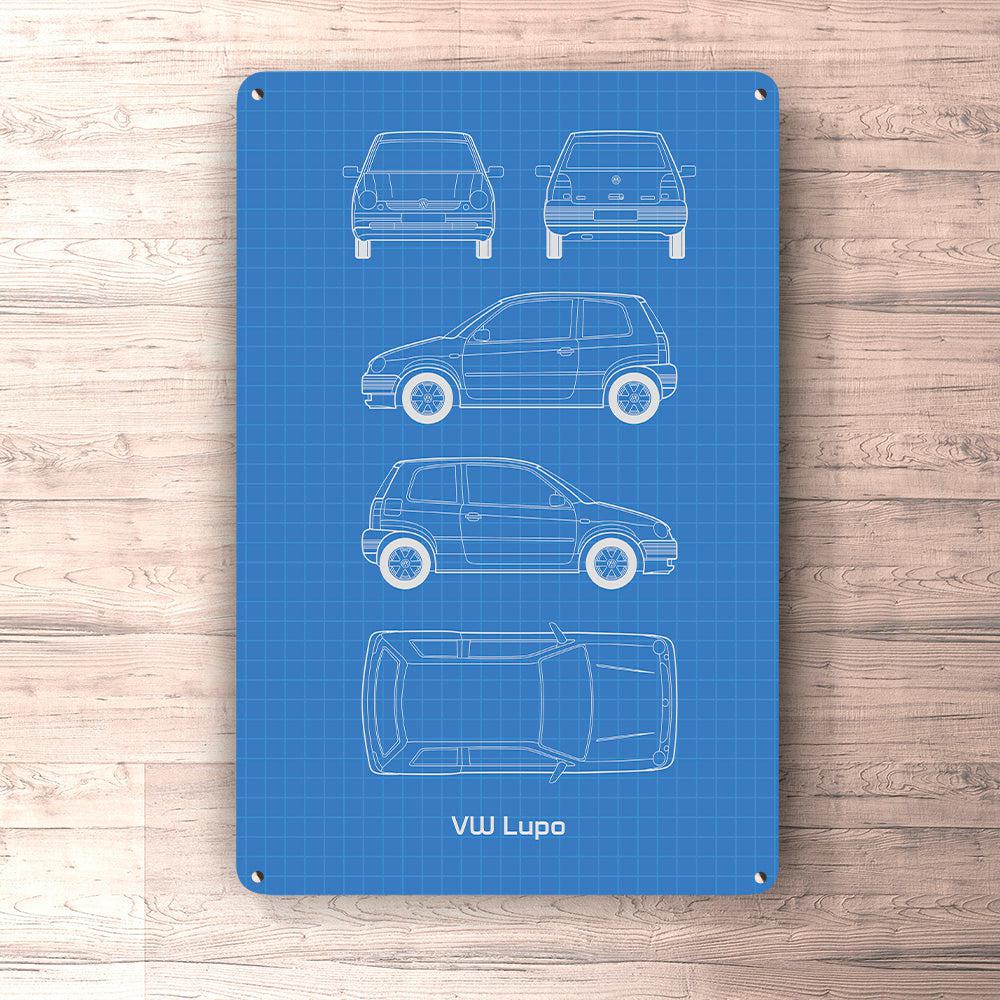 Volkswagen VW Lupo Blueprint Skilte, Musemåtte, Dørmåtte-Blueprint-VW-Garage Culture Shop- garage - man cave - merchandise