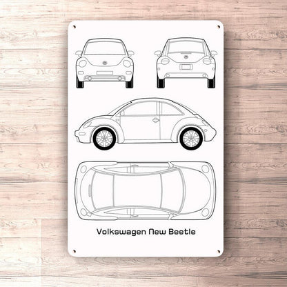 Volkswagen VW New Beetle Blueprint Skilte, Musemåtte, Dørmåtte-Blueprint-VW-Garage Culture Shop- garage - man cave - merchandise