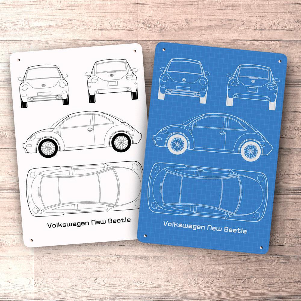 Volkswagen VW New Beetle Blueprint Skilte, Musemåtte, Dørmåtte-Blueprint-VW-Garage Culture Shop- garage - man cave - merchandise
