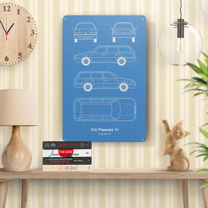 Volkswagen VW Passat IV Variant Blueprint Skilte, Musemåtte, Dørmåtte-Blueprint-VW-Garage Culture Shop- garage - man cave - merchandise