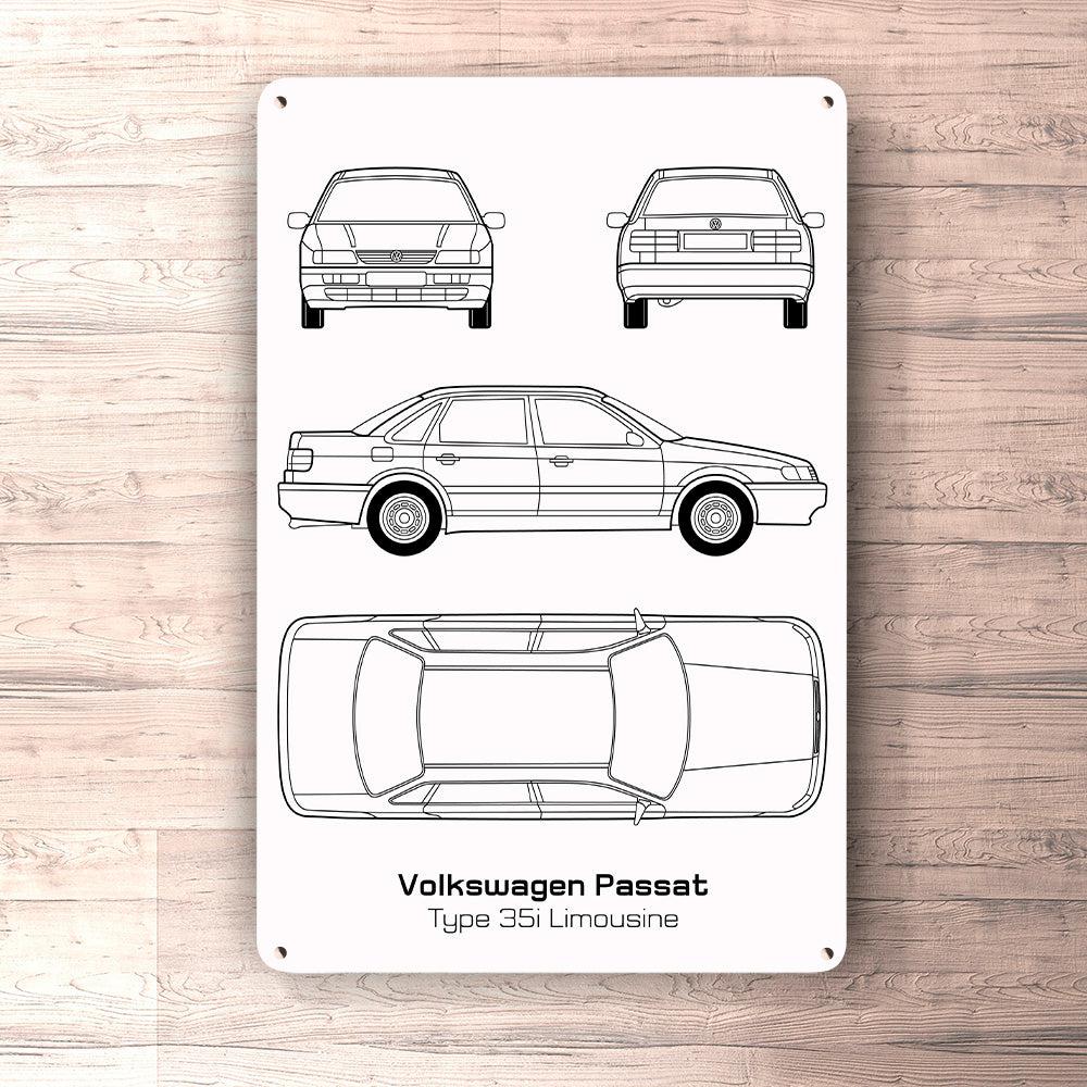Volkswagen VW Passat Type 35I Limousine Blueprint Skilte, Musemåtte, Dørmåtte-Blueprint-VW-Garage Culture Shop- garage - man cave - merchandise