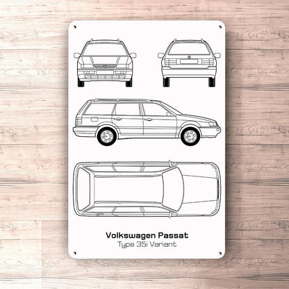 Volkswagen VW Passat Type 35I Variant Blueprint Skilte, Musemåtte, Dørmåtte , Plakat-Blueprint-VW-Garage Culture Shop- garage - man cave - merchandise