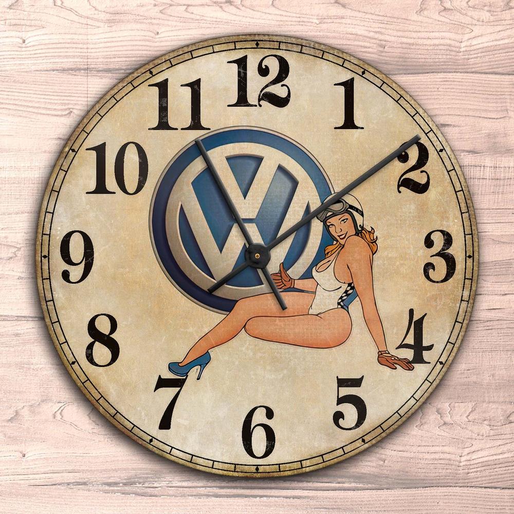 Volkswagen VW Pin-Up Vintage Vægur Rundt-Clock-VW-Garage Culture Shop- garage - man cave - merchandise