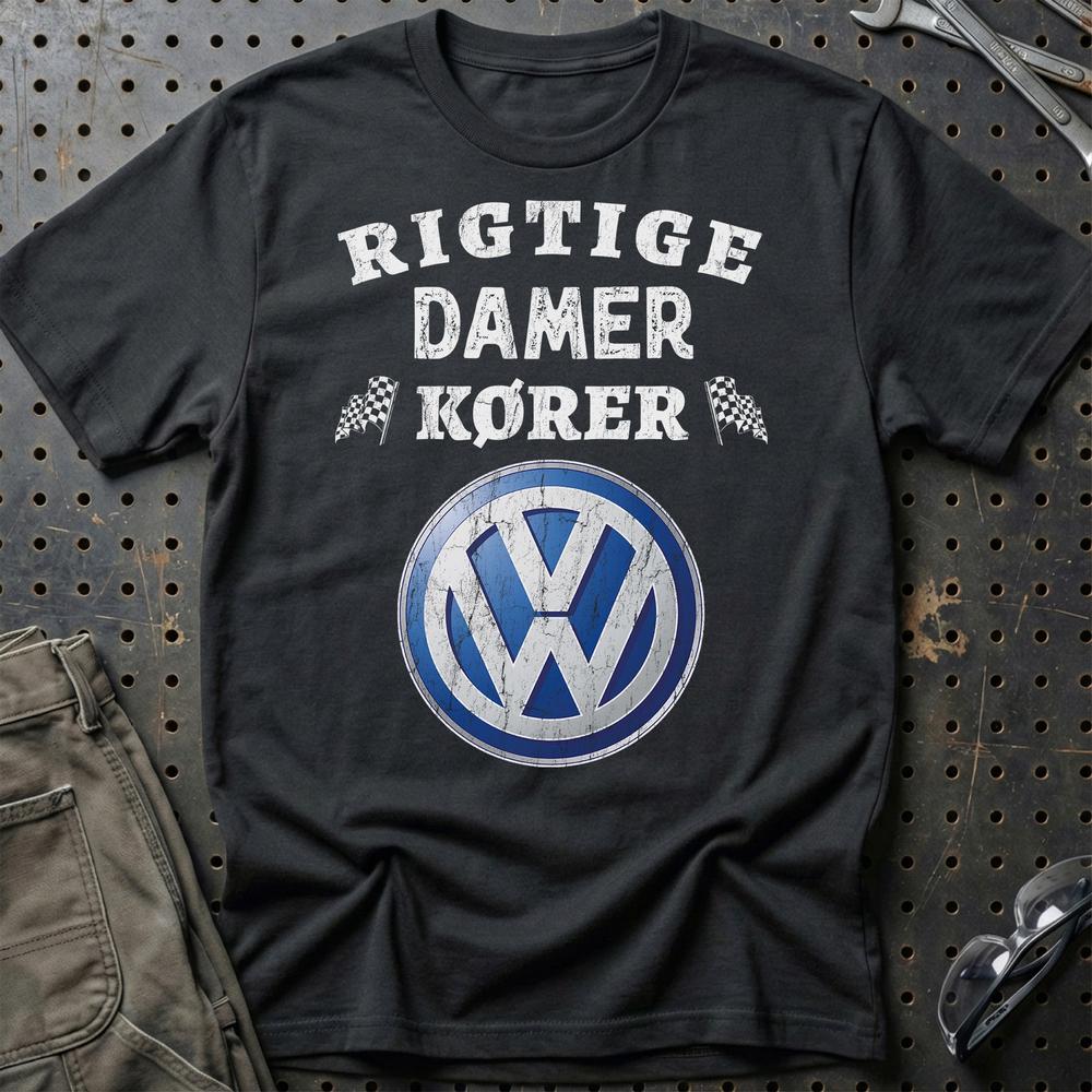 Volkswagen VW Rigtige Damer Kører T-Shirt-Beklædning-VW-Sort-S-Garage Culture Shop- garage - man cave - merchandise