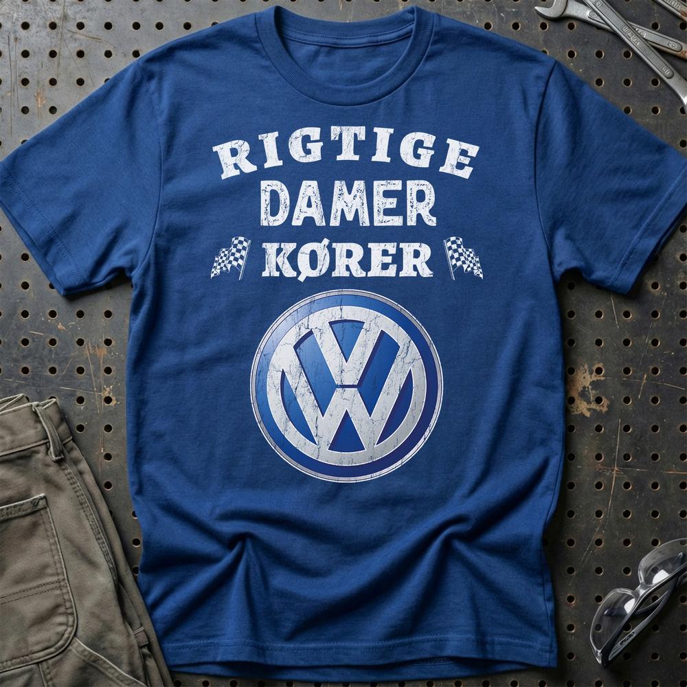 Volkswagen VW Rigtige Damer Kører - Unisex T-Shirt , Bomuld-Beklædning-VW-Blå Royal-S-Garage Culture Shop- garage - man cave - merchandise