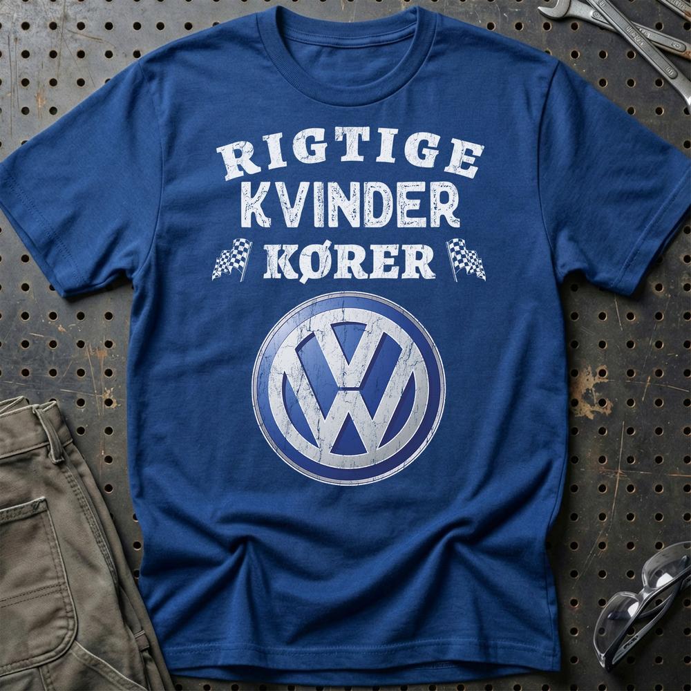 Volkswagen VW Rigtige Kvinder Kører - Unisex T-Shirt , Bomuld-Beklædning-VW-Blå Royal-S-Garage Culture Shop- garage - man cave - merchandise