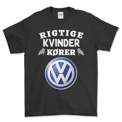 Volkswagen VW Rigtige Kvinder Kører - Unisex T-Shirt , Bomuld-Beklædning-VW-Sort-S-Forside-Garage Culture Shop- garage - man cave - merchandise