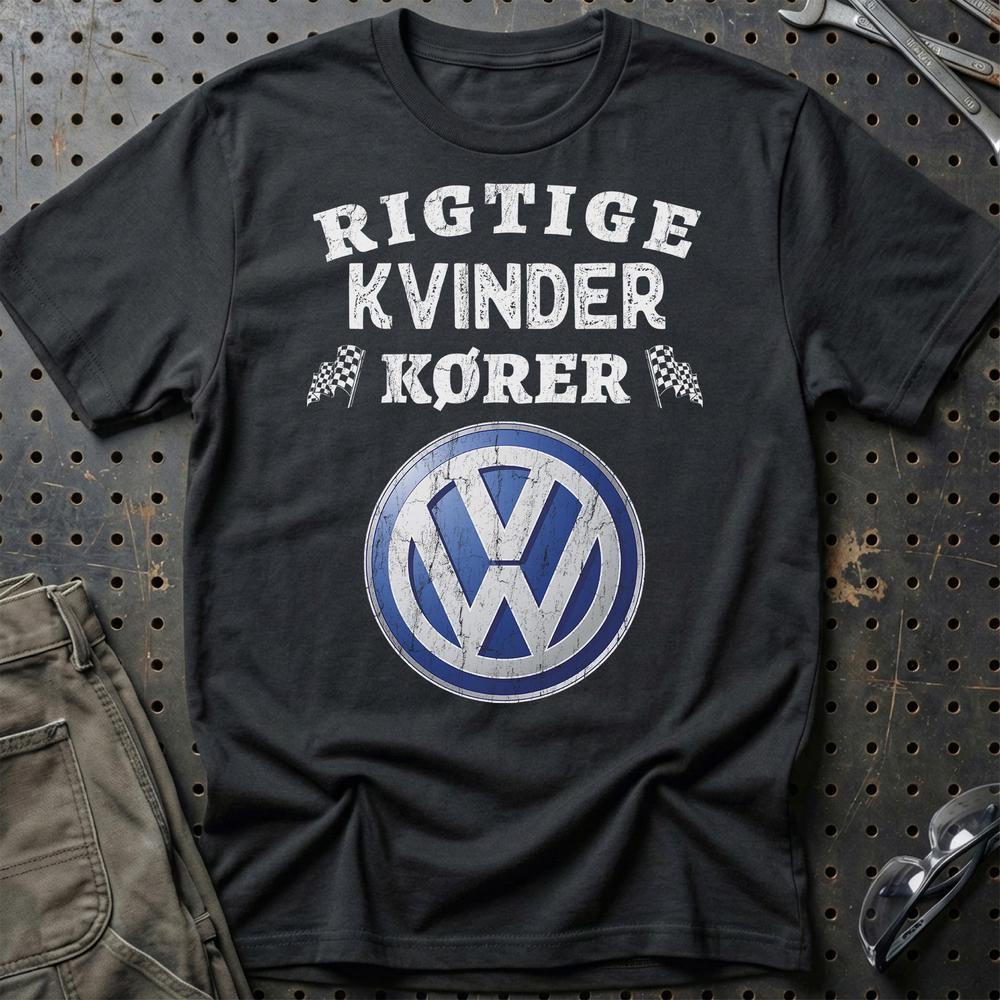 Volkswagen VW Rigtige Kvinder Kører - Unisex T-Shirt , Bomuld-Beklædning-VW-Sort-S-Garage Culture Shop- garage - man cave - merchandise