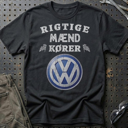 Volkswagen VW Rigtige Mænd Kører - Unisex T-Shirt , Bomuld-Beklædning-VW-Sort-S-Garage Culture Shop- garage - man cave - merchandise