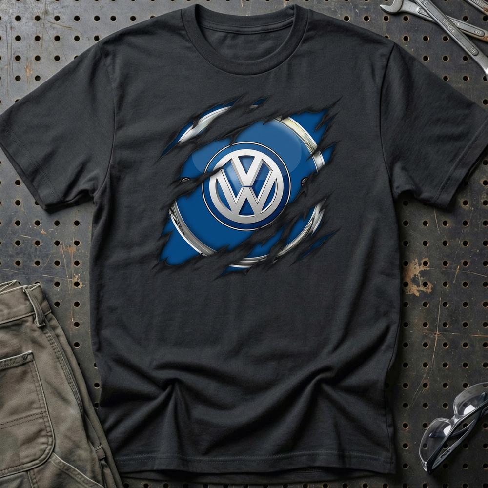 Volkswagen VW Ripped T-Shirt-Beklædning-VW-Sort-S-Garage Culture Shop- garage - man cave - merchandise