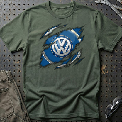 Volkswagen VW Ripped Unisex T-Shirt , Bomuld-Beklædning-VW-Grøn Militær-S-Garage Culture Shop- garage - man cave - merchandise
