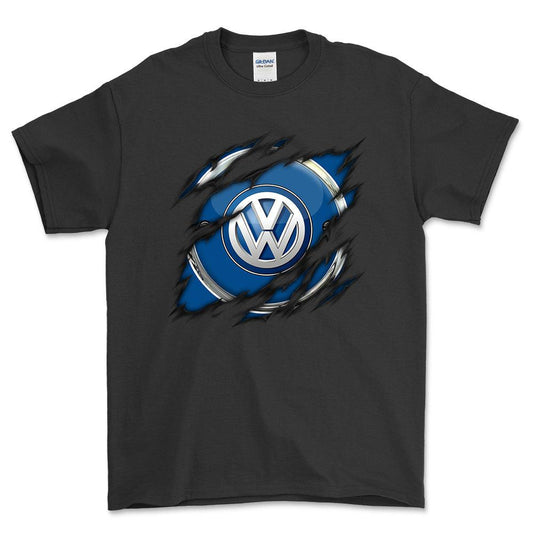 Volkswagen VW Ripped Unisex T-Shirt , Bomuld-Beklædning-VW-Sort-S-Forside-Garage Culture Shop- garage - man cave - merchandise