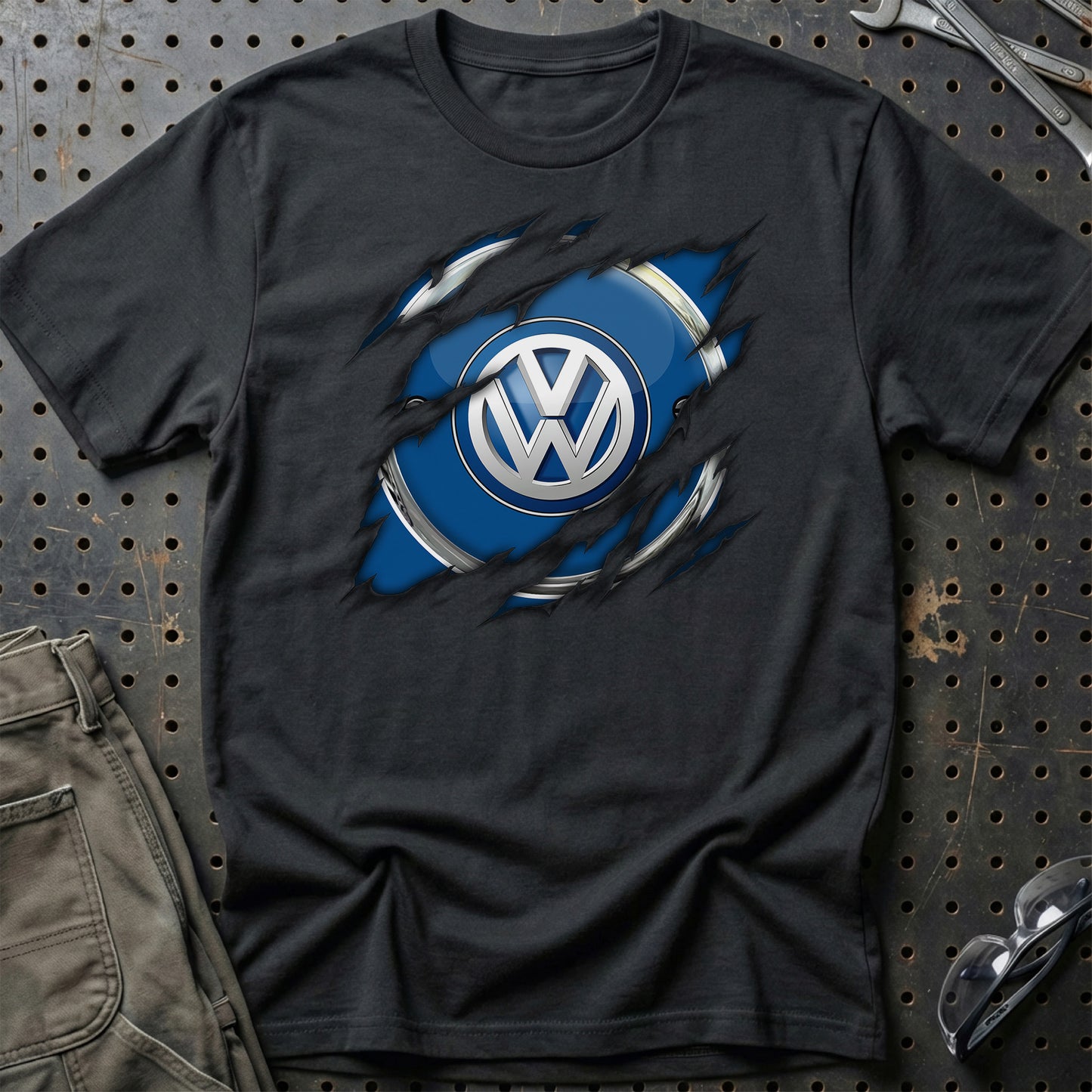 Volkswagen VW Ripped Unisex T-Shirt , Bomuld-Beklædning-VW-Sort-S-Garage Culture Shop- garage - man cave - merchandise