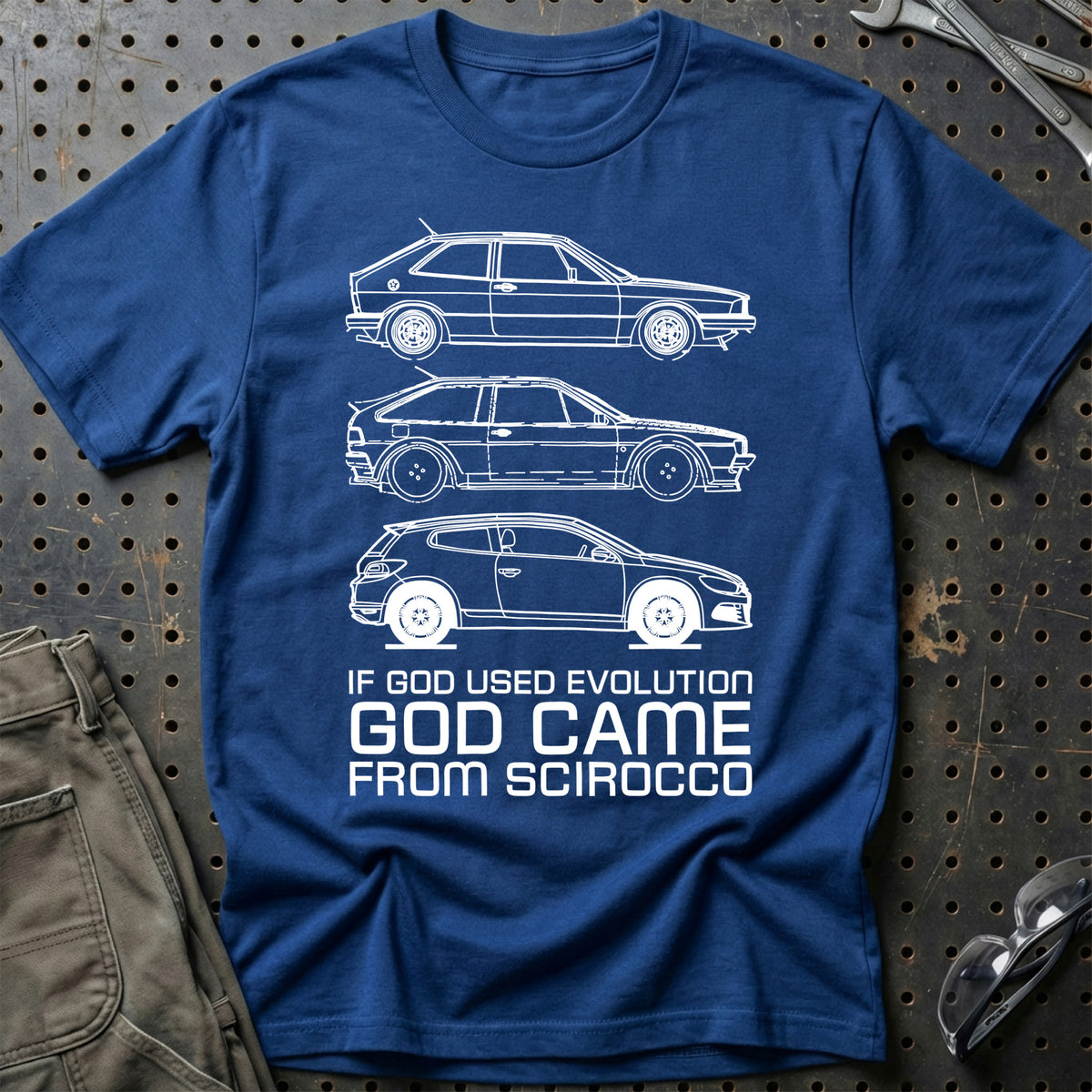 
Volkswagen VW Scirocco If God Used Evolution God Came From Scirocco T-Shirt – Blå Royal