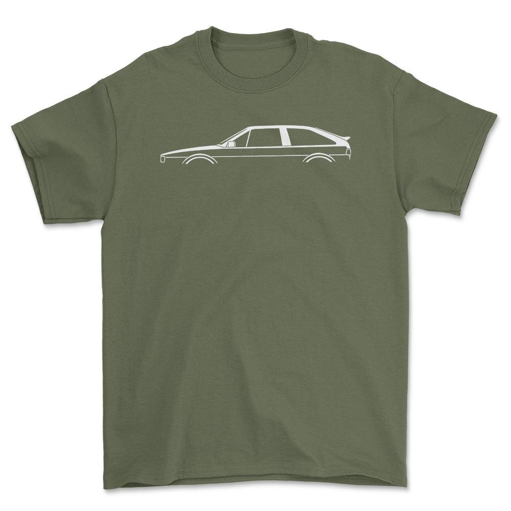 Volkswagen VW Scirocco Type 2 Silhuet - Unisex T-Shirt , Bomuld-Beklædning-VW-Grøn Militær-S-Forside-Garage Culture Shop- garage - man cave - merchandise