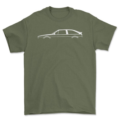 Volkswagen VW Scirocco Type 2 Silhuet - Unisex T-Shirt , Bomuld-Beklædning-VW-Grøn Militær-S-Forside-Garage Culture Shop- garage - man cave - merchandise
