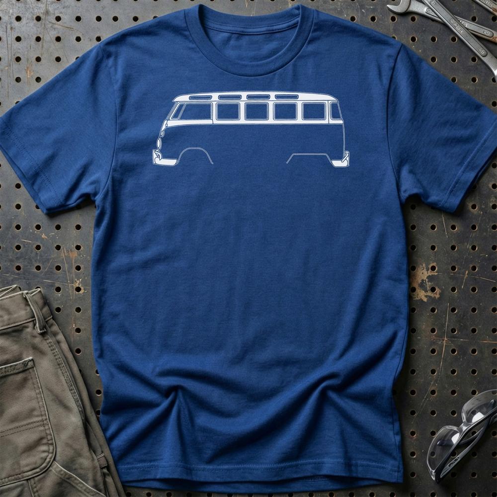 Volkswagen VW T1 Bus Silhuet - Unisex T-Shirt , Bomuld-Beklædning-VW-Blå Royal-S-Garage Culture Shop- garage - man cave - merchandise