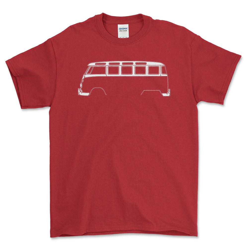 Volkswagen VW T1 Bus Silhuet - Unisex T-Shirt , Bomuld-Beklædning-VW-Rød-S-Forside-Garage Culture Shop- garage - man cave - merchandise