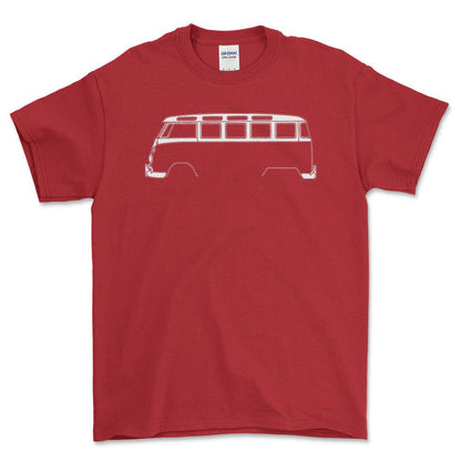 Volkswagen VW T1 Bus Silhuet - Unisex T-Shirt , Bomuld-Beklædning-VW-Rød-S-Forside-Garage Culture Shop- garage - man cave - merchandise