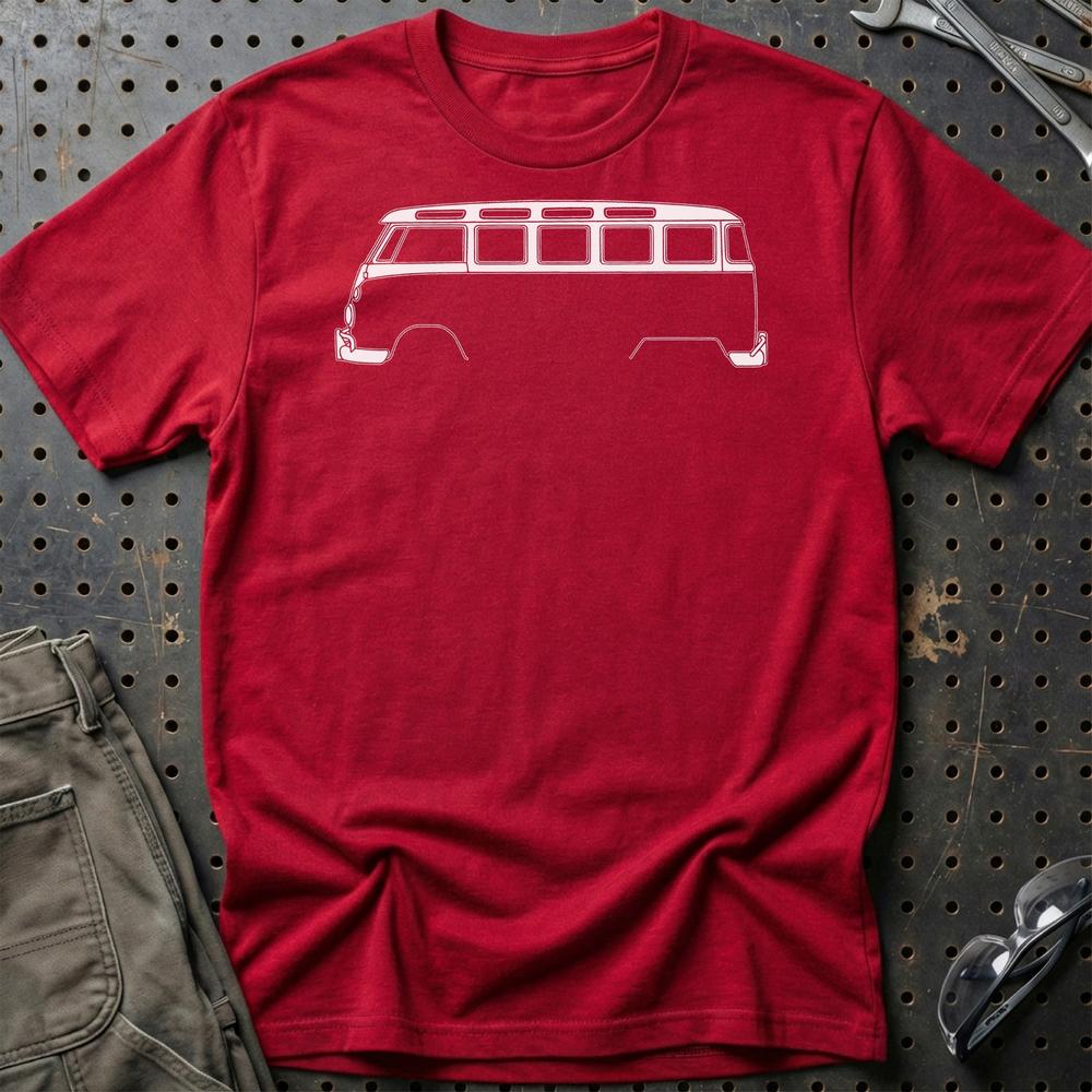 Volkswagen VW T1 Bus Silhuet - Unisex T-Shirt , Bomuld-Beklædning-VW-Rød-S-Garage Culture Shop- garage - man cave - merchandise