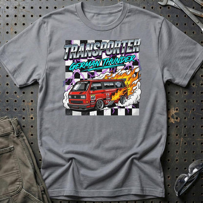 Volkswagen VW T3 Transporter German Thunder Van - Unisex T-Shirt-Beklædning-VW-Grå Sport-S-Garage Culture Shop- garage - man cave - merchandise