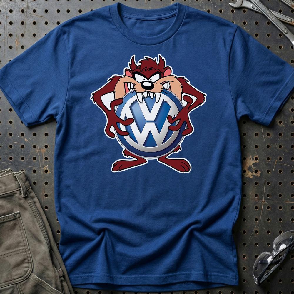 Volkswagen VW TAZ Unisex T-Shirt , Bomuld-Beklædning-VW-Blå Royal-S-Garage Culture Shop- garage - man cave - merchandise