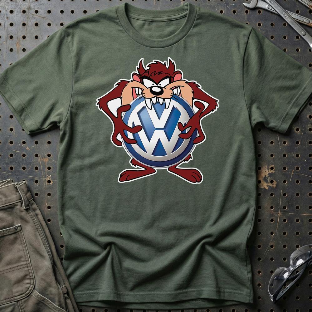 Volkswagen VW TAZ Unisex T-Shirt , Bomuld-Beklædning-VW-Grøn Militær-S-Garage Culture Shop- garage - man cave - merchandise