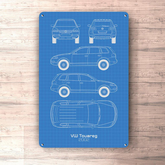 Volkswagen VW Touareg 2002 Blueprint Skilte, Musemåtte, Dørmåtte-Blueprint-VW-Garage Culture Shop- garage - man cave - merchandise
