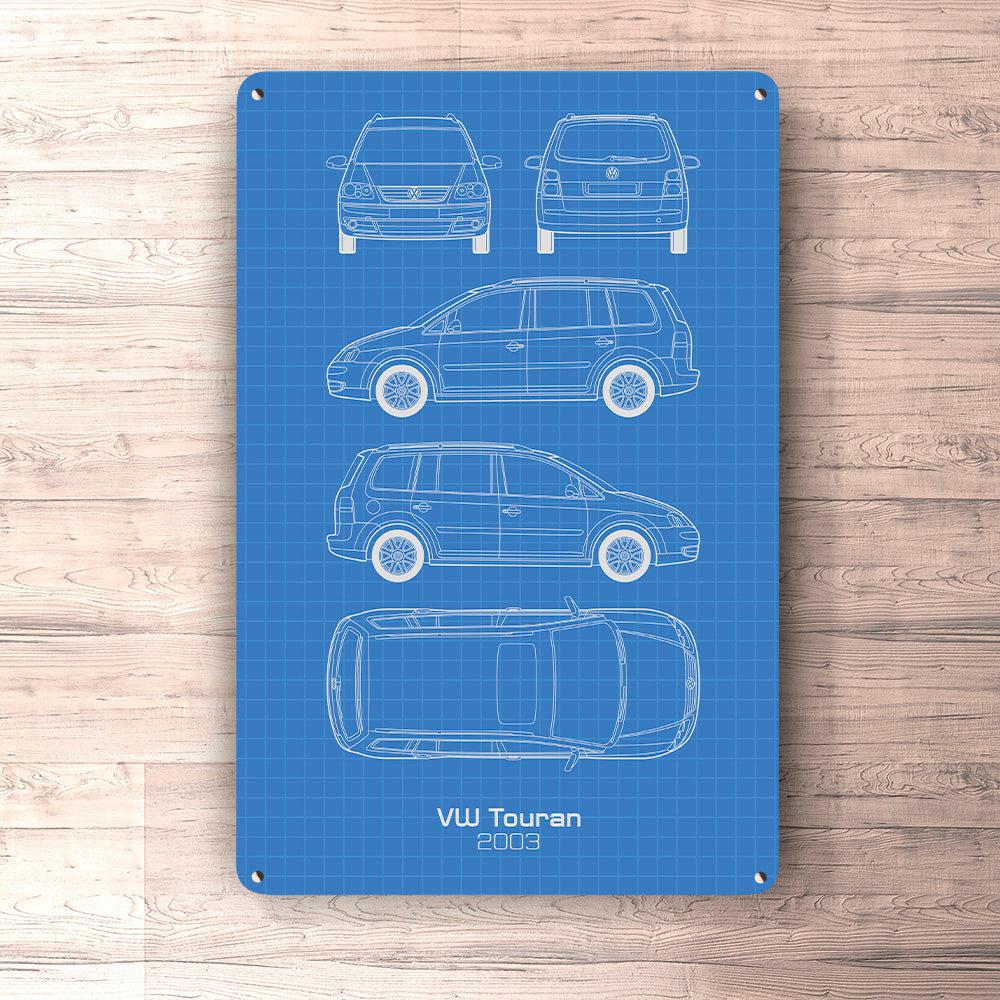Volkswagen VW Touran 2003 Blueprint Skilte, Musemåtte, Dørmåtte-Blueprint-VW-Garage Culture Shop- garage - man cave - merchandise