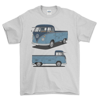 Volkswagen VW Type 2 T1 Spleetscreen Pickup - One Line Style Unisex T-Shirt-Beklædning-VW-Hvid-S-Forside-Garage Culture Shop- garage - man cave - merchandise