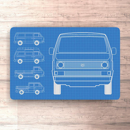 Volkswagen VW Type 2 T3 Blueprint Skilte, Musemåtte, Dørmåtte-Blueprint-VW-Garage Culture Shop- garage - man cave - merchandise